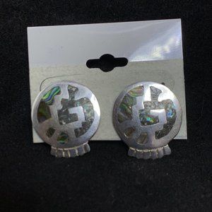 Hecho En Mexico Sterling Silver Abalone Earrings